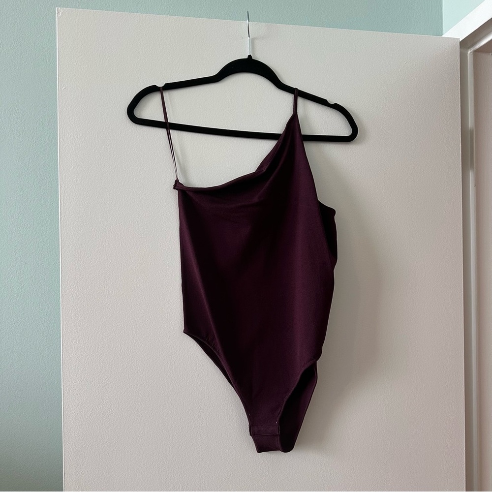 NWOT Zara Knit one shoulder Sweater bodysuit onesie in Deep Purple